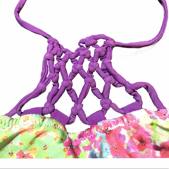 RELLECIGA Lattice Neck Floral colorful Monokini - Picture 3 of 10